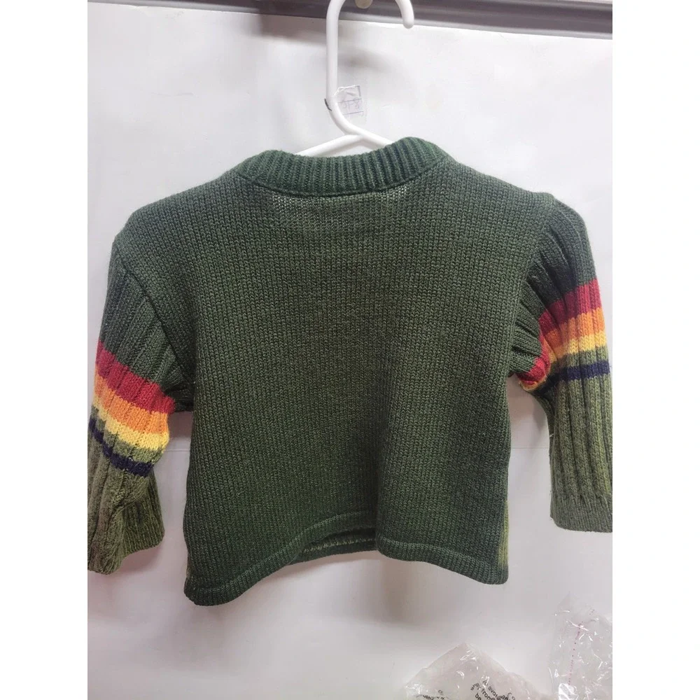 B‎ T Kids Green Crane Graphic Knit Sweater Long Sleeve Pullover Top